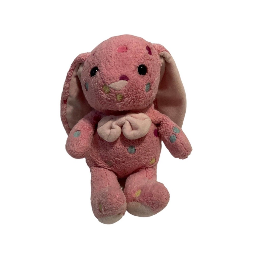 Inter American Pink Bunny Rabbit Bow Multicolor Polka Dots Lovey Plush Kids Toy